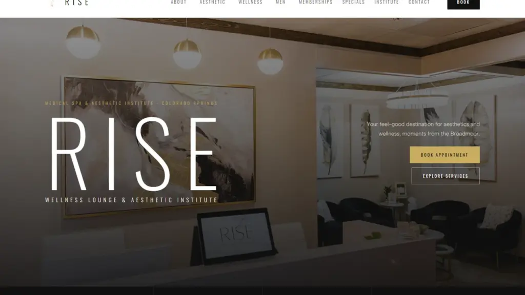 Rise Wellness Lounge home page