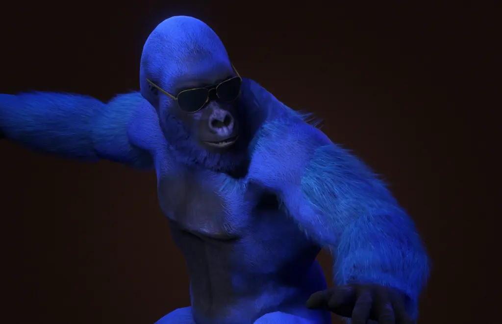 Blue Gorilla character: Render from the Unreal scene